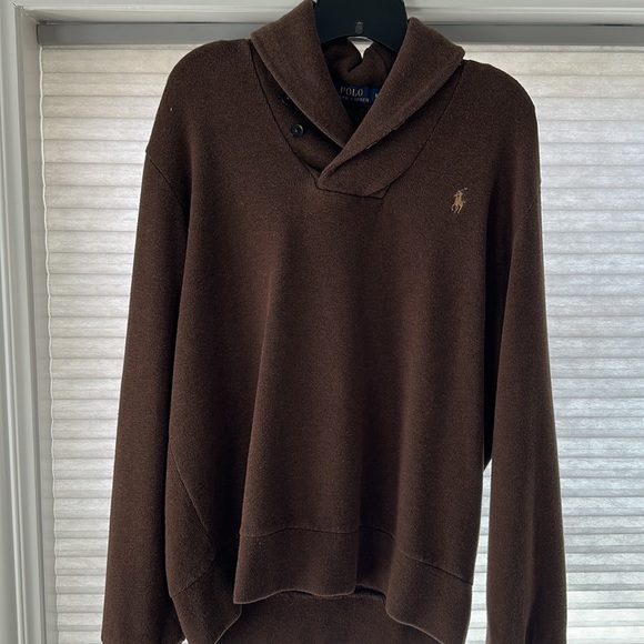Men’s sweater Ralph Lauren. 3 buttons on neckline. Suede elbow cover - Picture 3 of 5